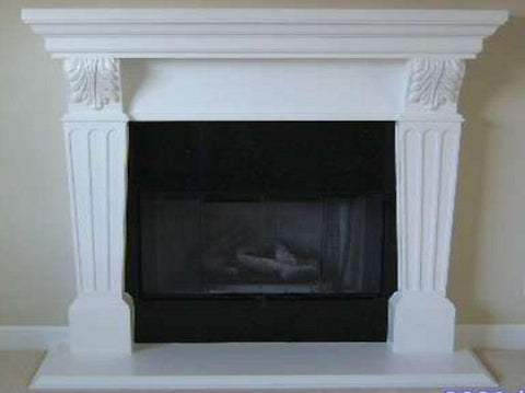 White fireplace mantel.