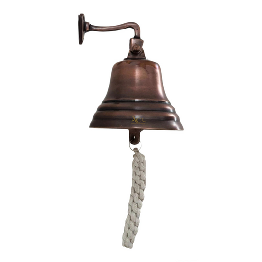 Hanging Bell Dinner Bell Outdoor Bell Bracket Mount Wall Bell Indoor Rope  Bell Ship/Boat/Nautical/Door/School/Reception/Home/Church Bell(Retro Sliver)