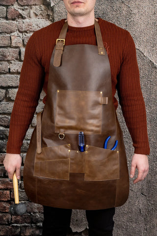 leather apron, work apron, butcher apron, leather barber apron