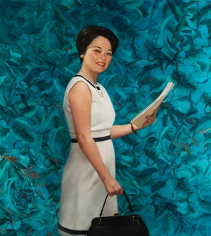 Patsy Mink, by Sharon Sprung, commissioned oil portrait of first woman elected to Congress from the state of Hawaii, on display at U.S. Capital