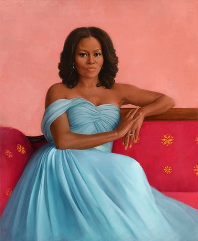First Lady Michelle Obama, by Sharon Sprung, oil on panel