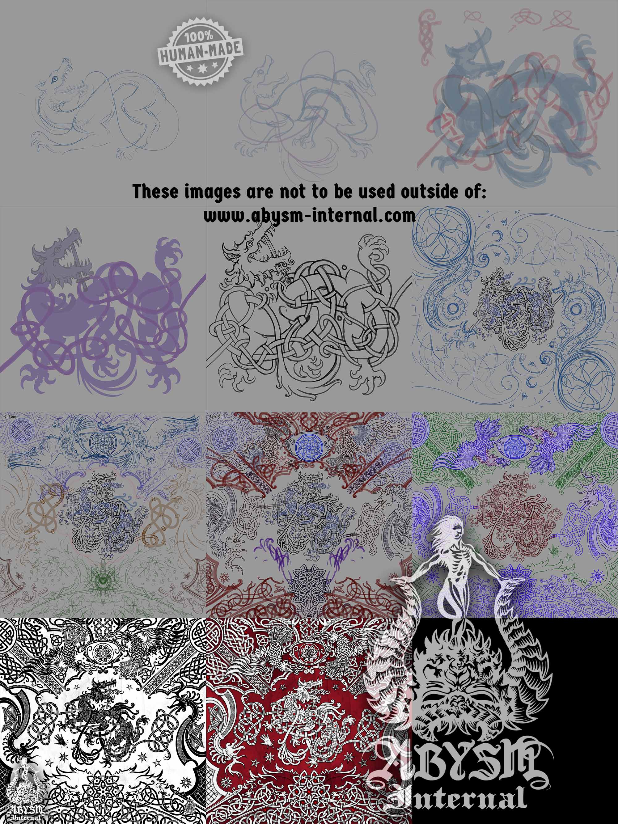 Abysm Internal - Fenrir Wolf Sketch Process, Human made art