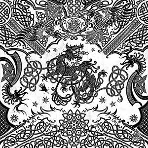 Fenrir, the mythological Norse wolf from Viking Mythology, made in Knotwork, by Abysm Intermal