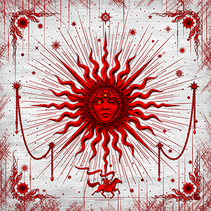 The Sun Card from the Gothic Tarot Arcana, Black and Red - By Abysm Internal