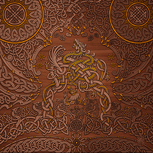 Viking Style Design of Sigurd killing the Dragon Fafnir, Norse Art and Mythology Saga, by Abysm Internal