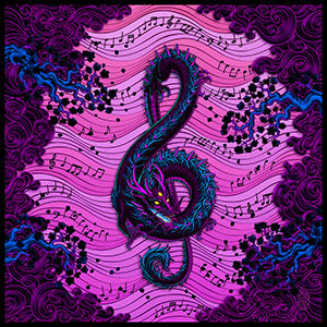 Asian Dragon in Treble Clef shape, Music Art by Abysm Internal