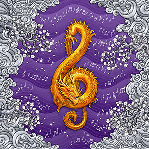 Asian Dragon in Treble Clef shape, Music Art by Abysm Internal