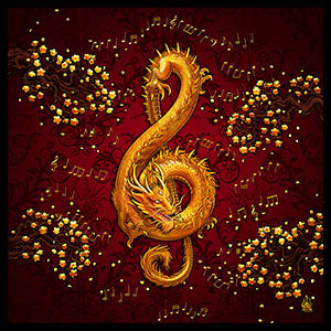 Asian Dragon in Treble Clef shape, Music Art by Abysm Internal