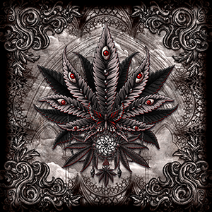 Cannabis Art Print, Gothic Illustration with Weed leaf, 420 Gift by Abysm Internal