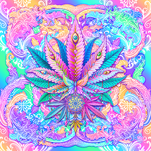 Cannabis Art Print, Aesthetic Pastel Illustration with Weed leaf, 420 Gift by Abysm Internal