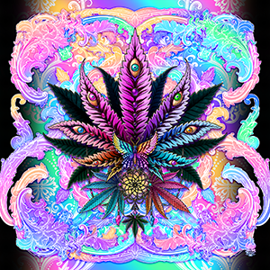 Cannabis Art Print, Indie Pastel Illustration with Weed leaf, 420 Gift by Abysm Internal