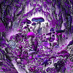 Abysm Internal Purple White Goth Mushroom Art Print