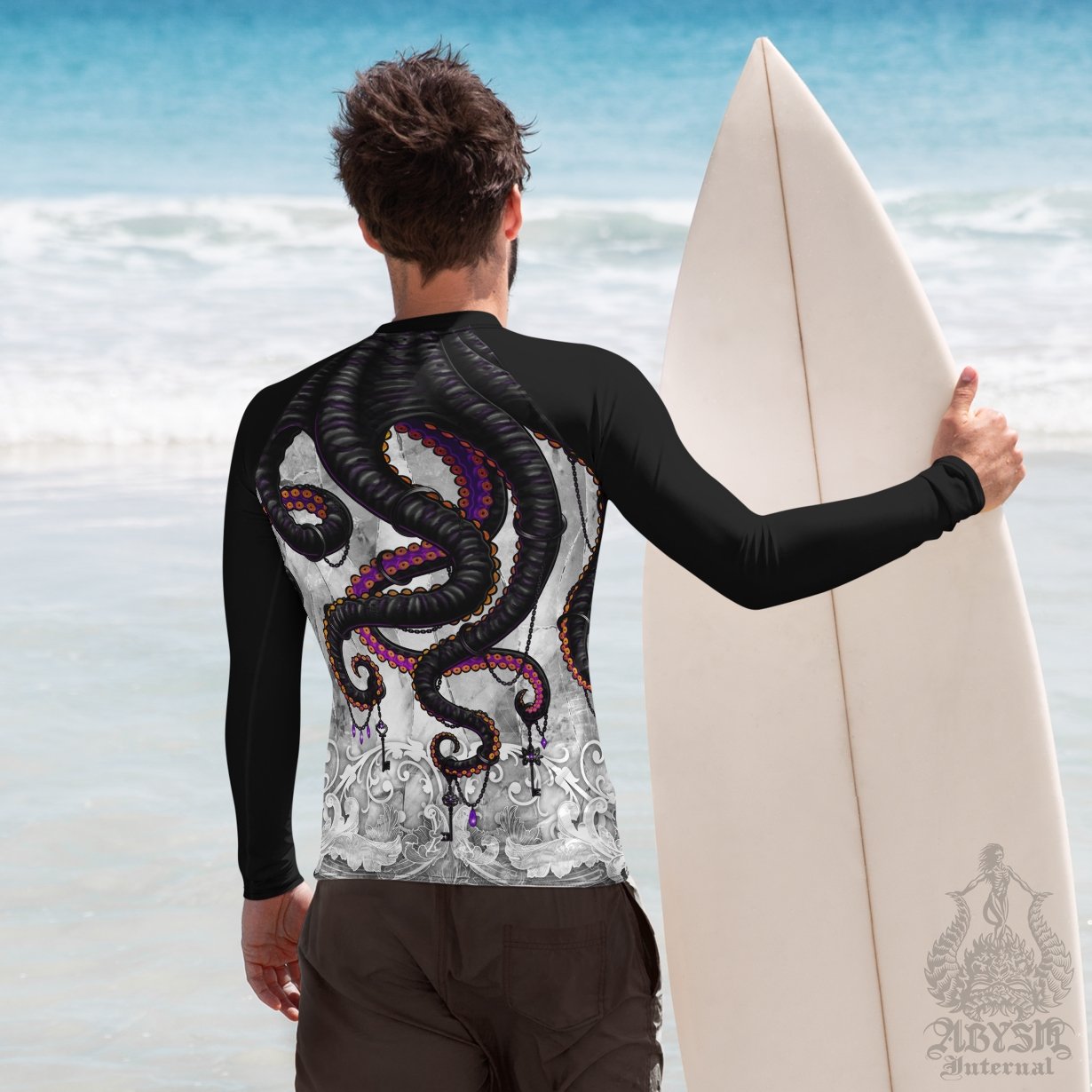 Cool Men's Rash Guard, Long Sleeve spandex shirt for surfing