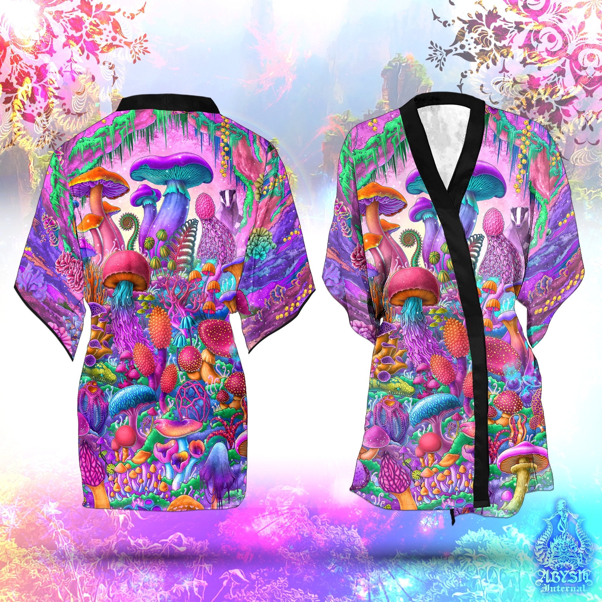 Colorful & Fun Unisex Mushroom Pants, Trippy Mushroom Pattern