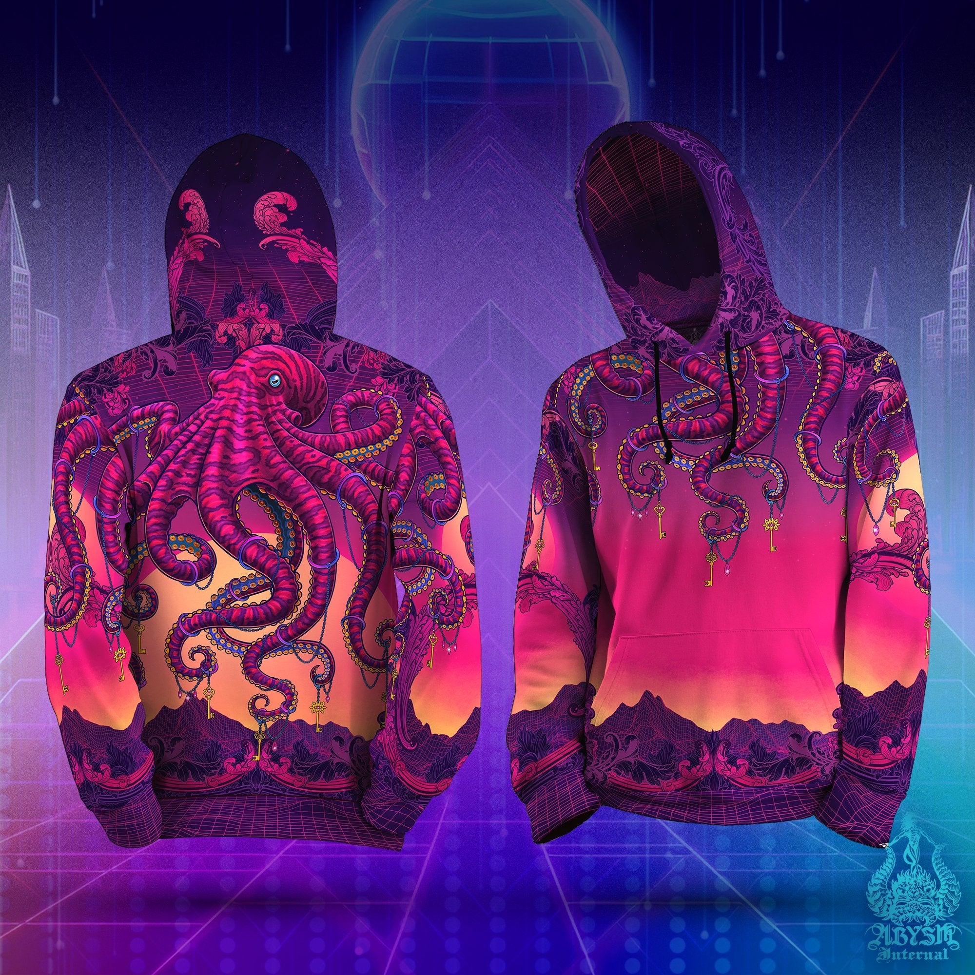 Synthwave Sweater, Trippy Outfit, Music Hoodie, Colorful Pullover