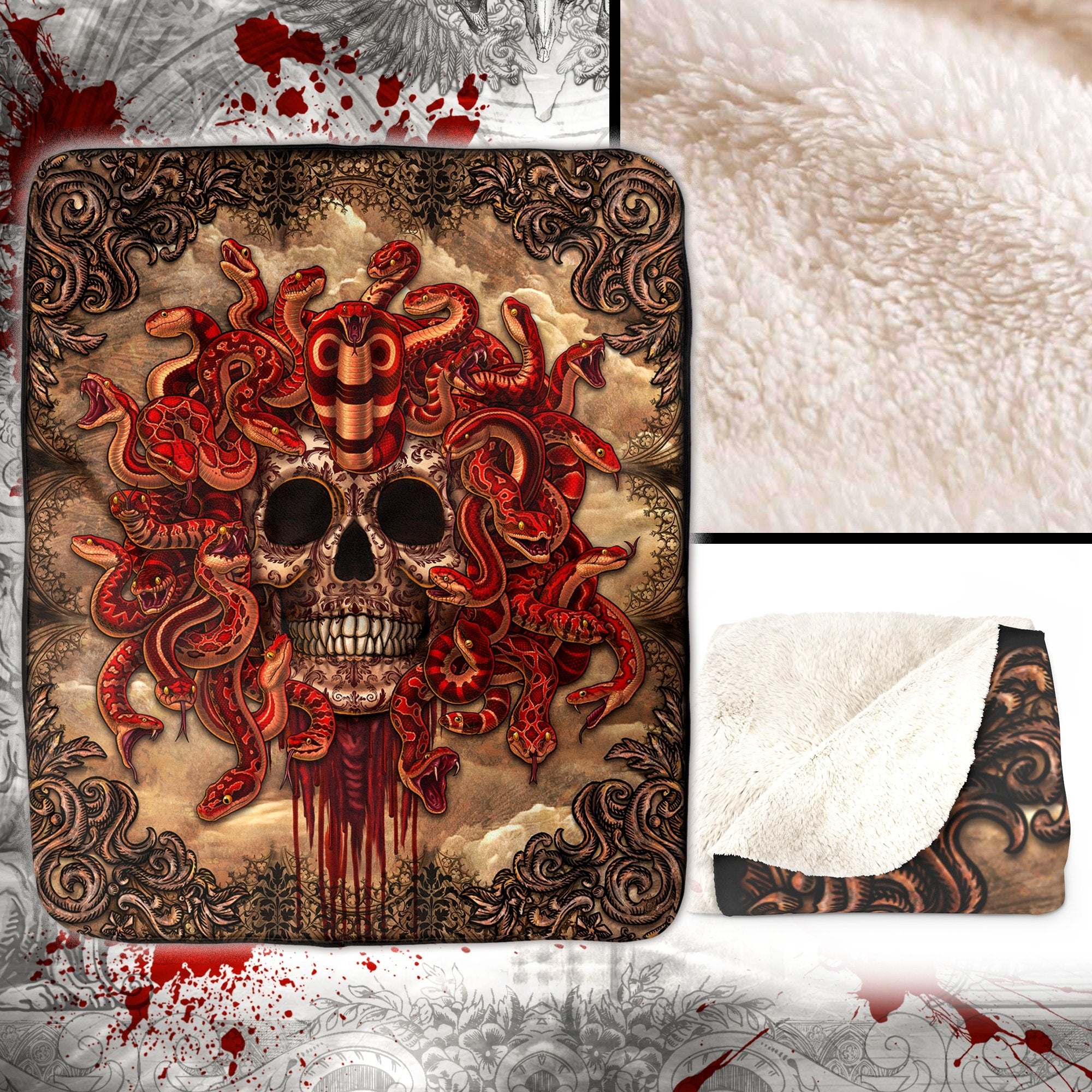 Pentagram, Satanic Sherpa Fleece Throw Blanket, Occult & Gothic Home Decor,  Alternative Art Gift - Red, Abysm Internal in 2023