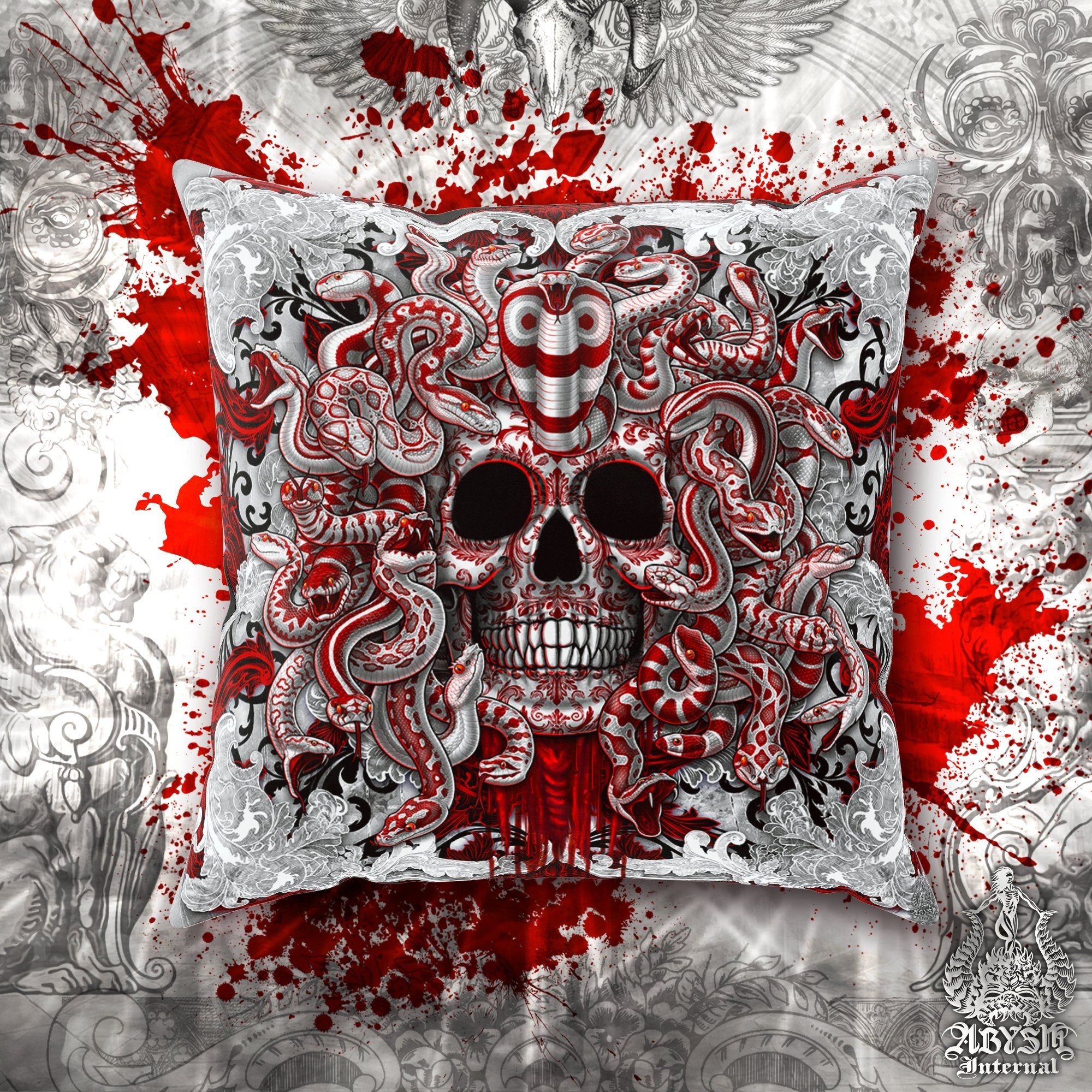 Horror Throw Pillow, Decorative Accent Pillow, Square Cushion