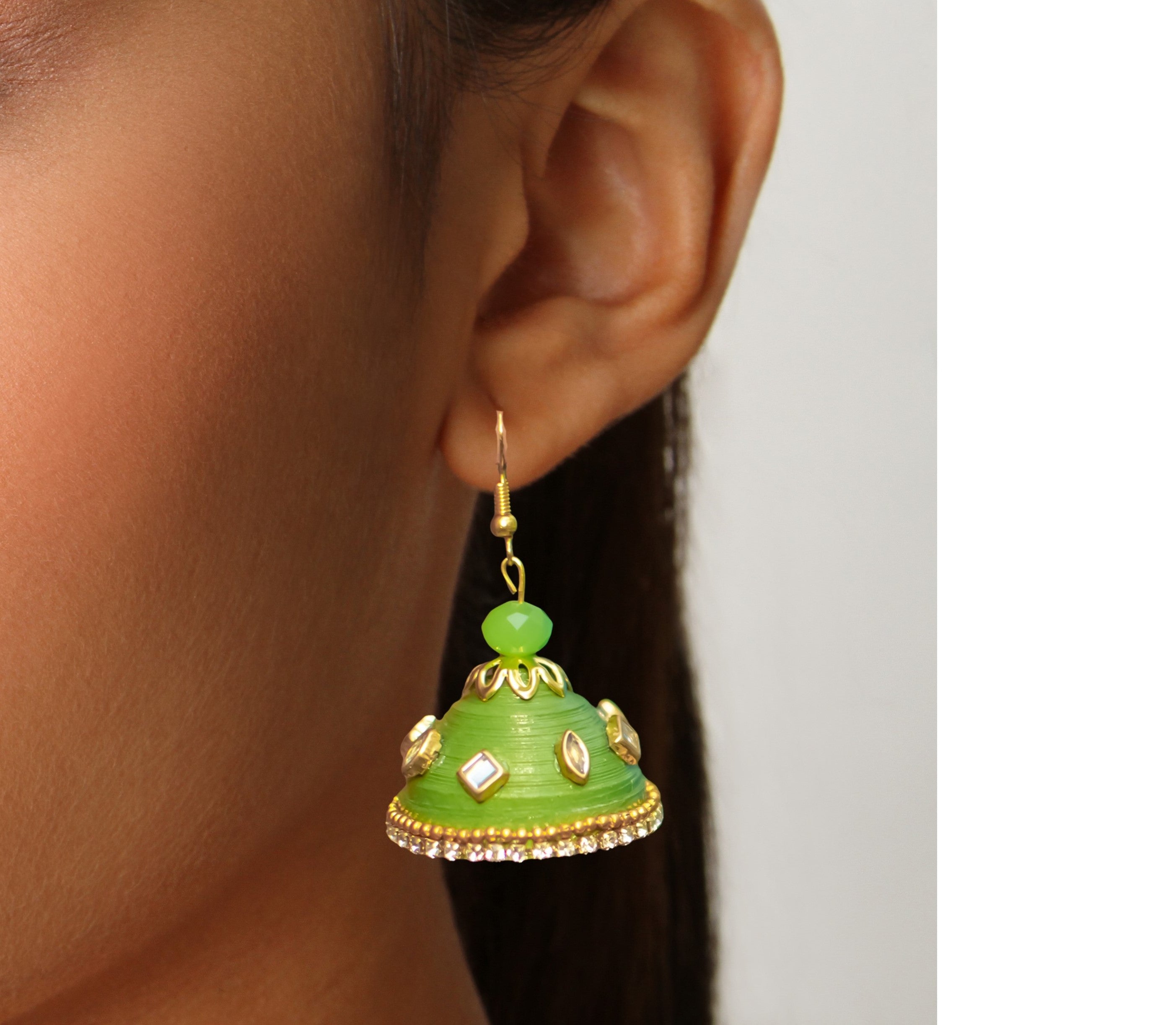 Beautiful Party Wear Classical Jhumka Gold Plated Dangle Earrings for –  Karizma Jewels