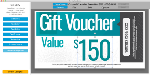 Gift Coupon template in the Graphics Creator