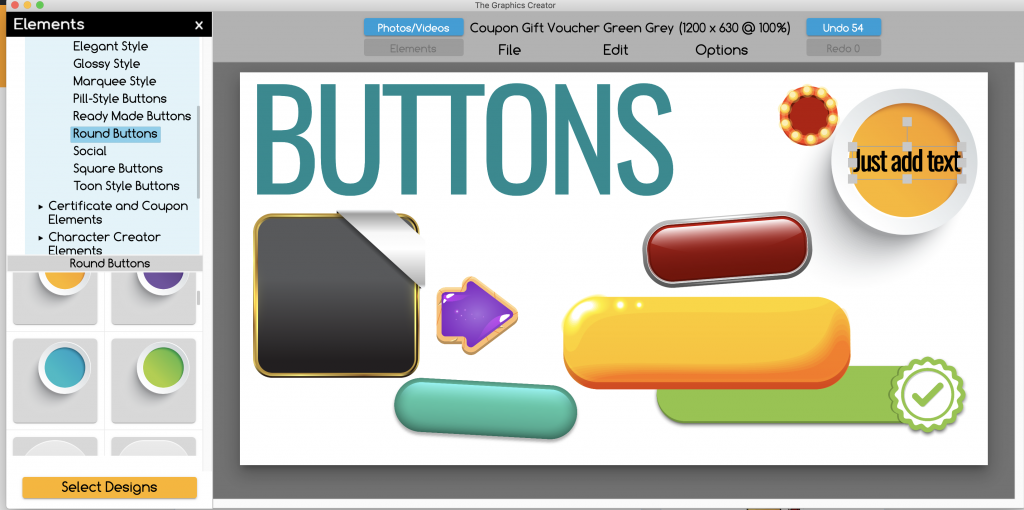 Graphic Buttons Design Elements