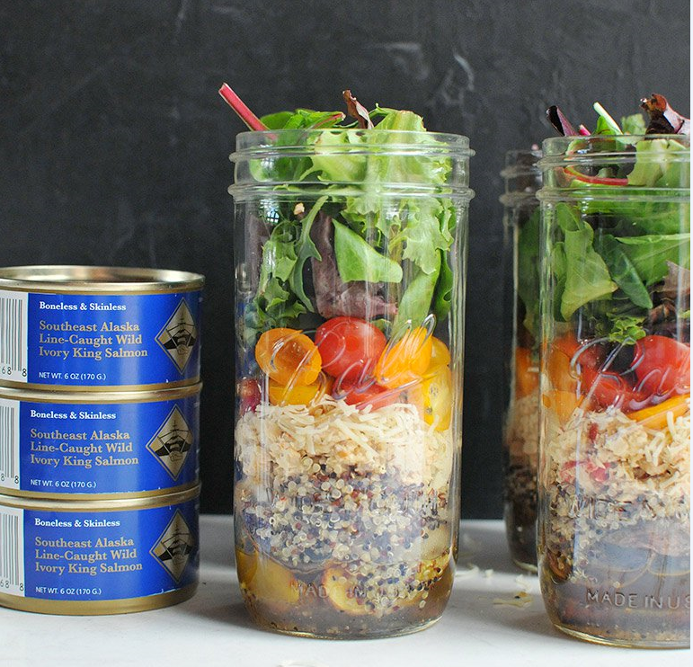 Hearty Rainbow Mason Jar Salads