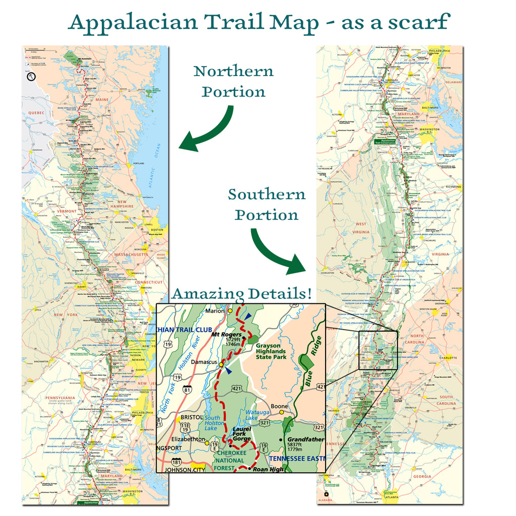Appalachian Trail Map Scarf