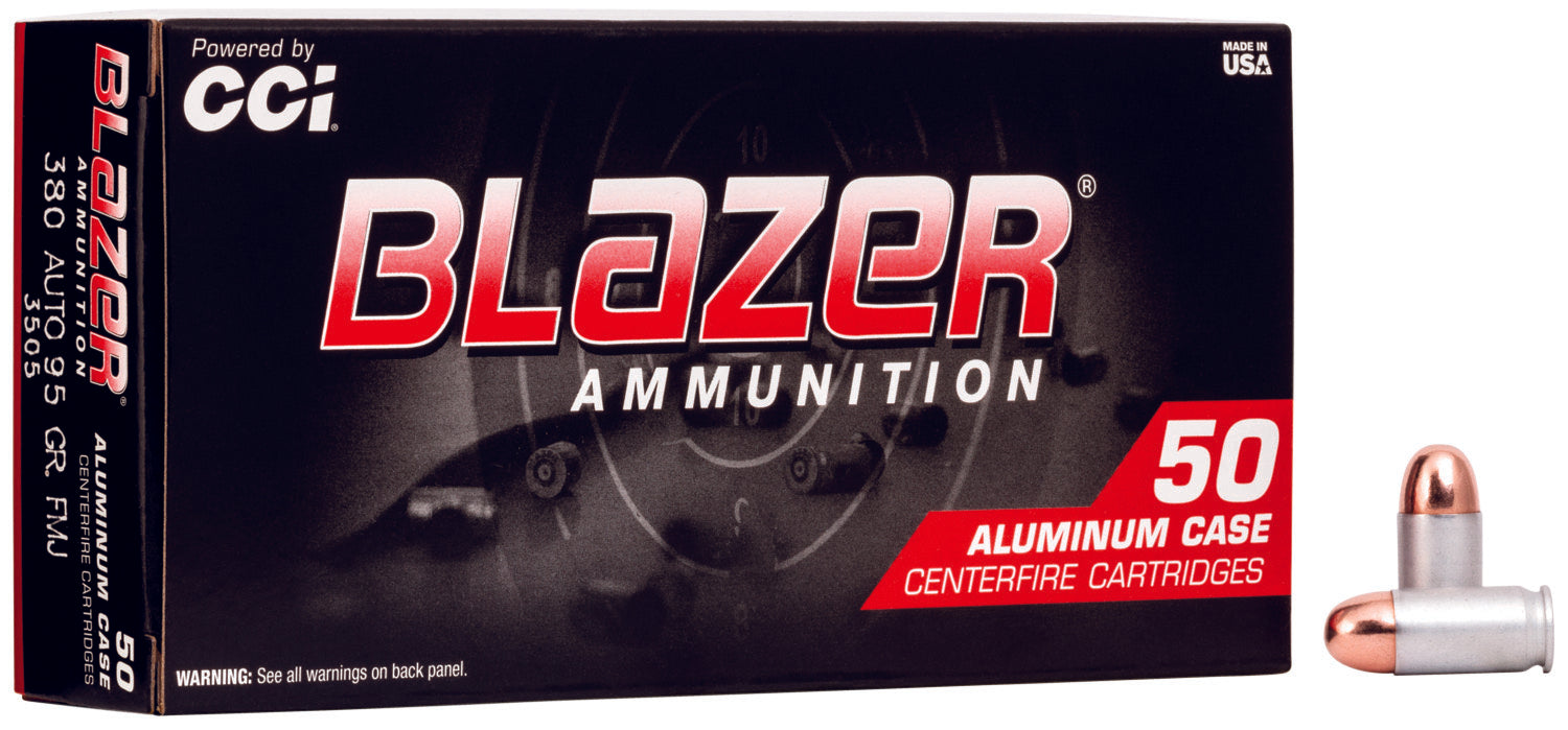 CCI 3505 Blazer 380 ACP 95 gr 945 fps Total Metal Jacket (TMJ) 50 Bx/20 Cs