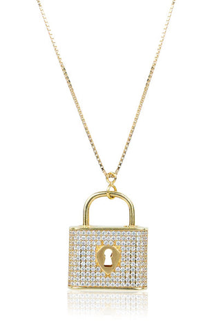 Lock Pendant Embedded With Small American Diamonds