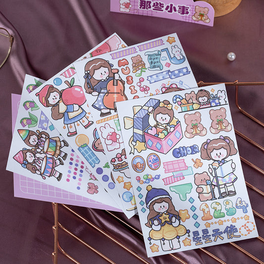 4sheets/lot Cute Cartoon PET Sticker Lovely Girls Scrapbooking