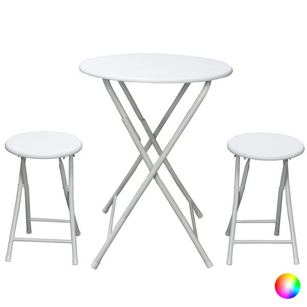 Conjunto de mesa com 2 cadeiras Redondo Metal Madeira MDF (60 x 72 cm)