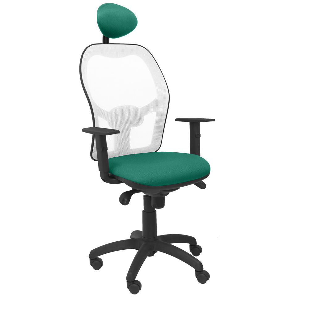 Silla de Oficina Jorquera malla blanca asiento bali verde con cabecero fijo