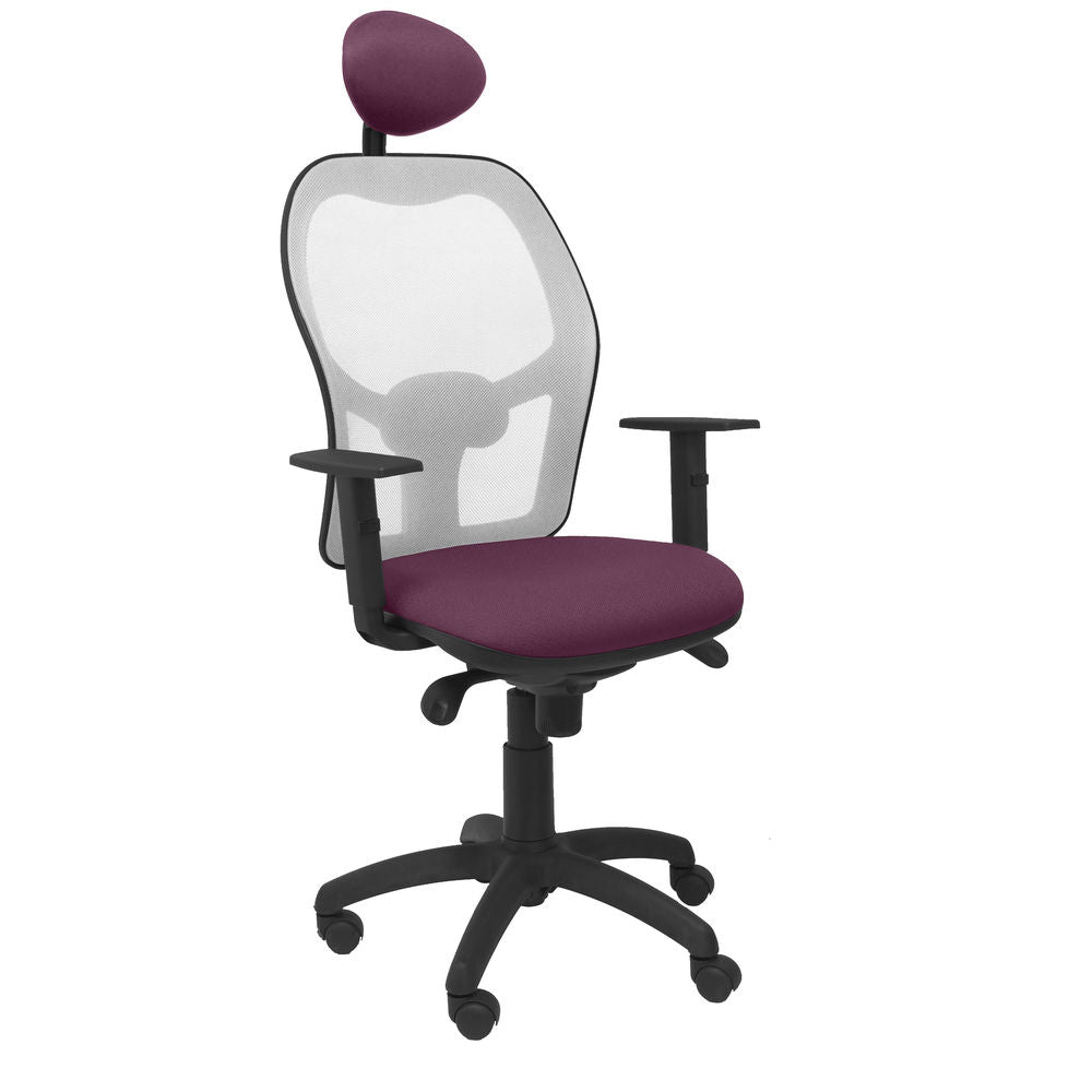 Silla de Oficina Jorquera malla gris asiento bali lila con cabecero fijo