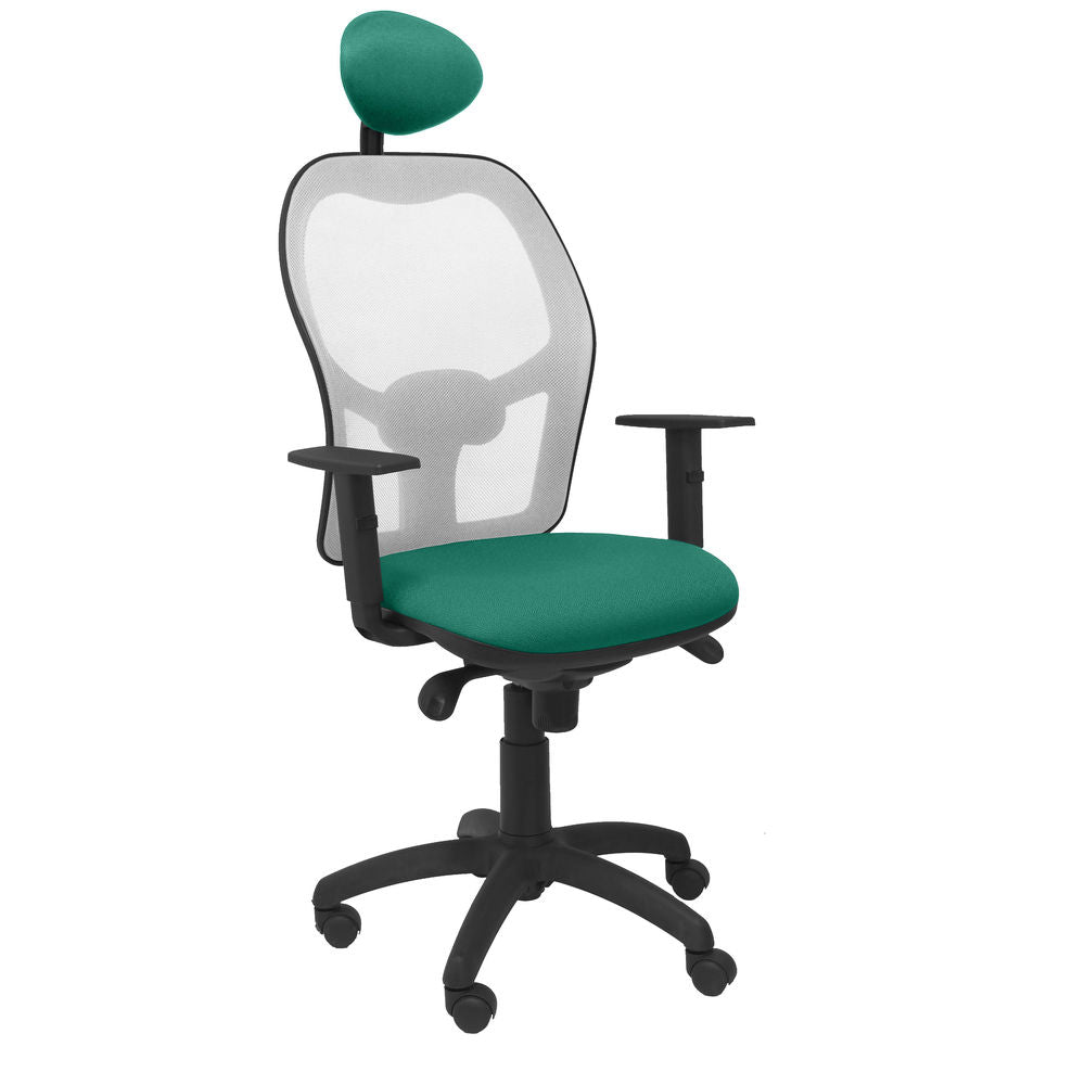 Silla de Oficina Jorquera malla gris asiento bali verde con cabecero fijo