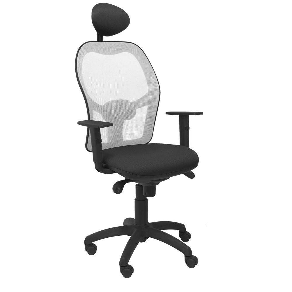 Silla de Oficina Jorquera malla gris asiento bali negro con cabecero fijo