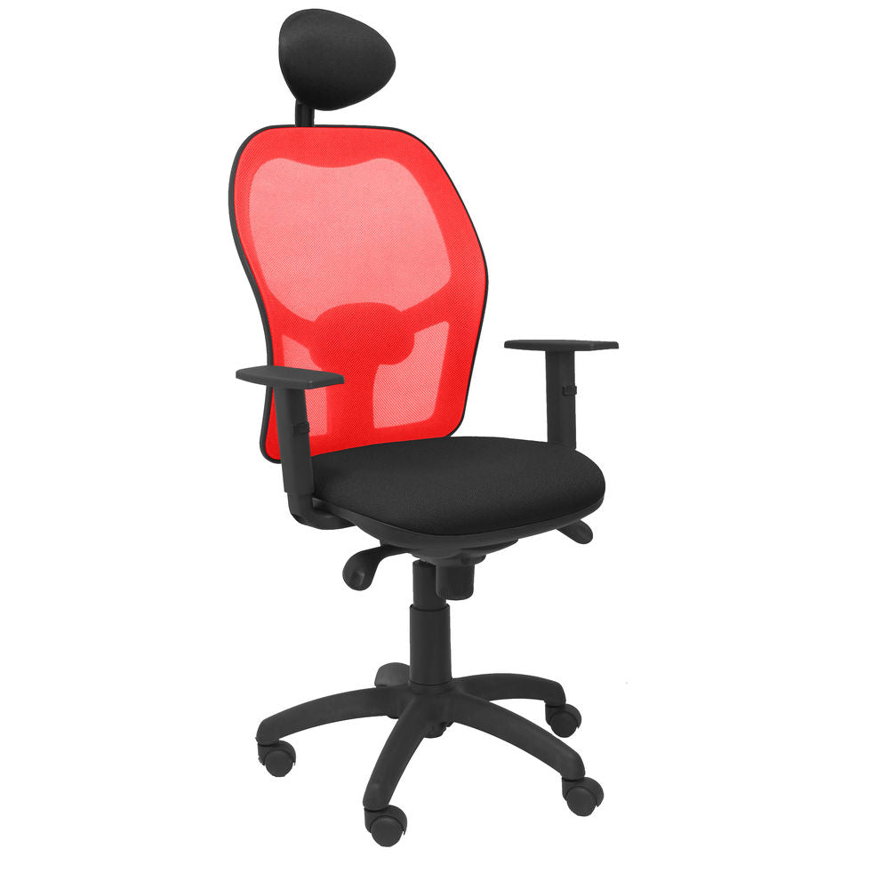 Silla de Oficina Jorquera malla roja asiento bali negro con cabecero fijo
