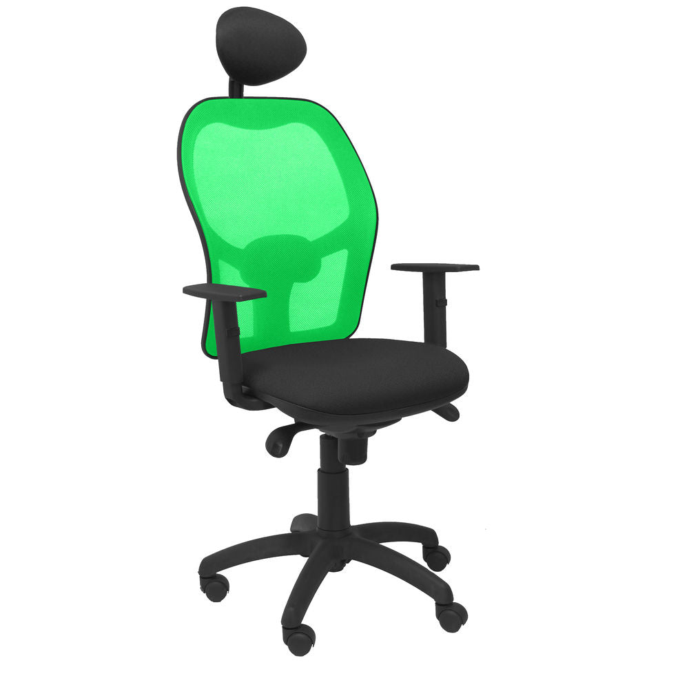 Silla de Oficina Jorquera malla verde asiento bali negro con cabecero fijo