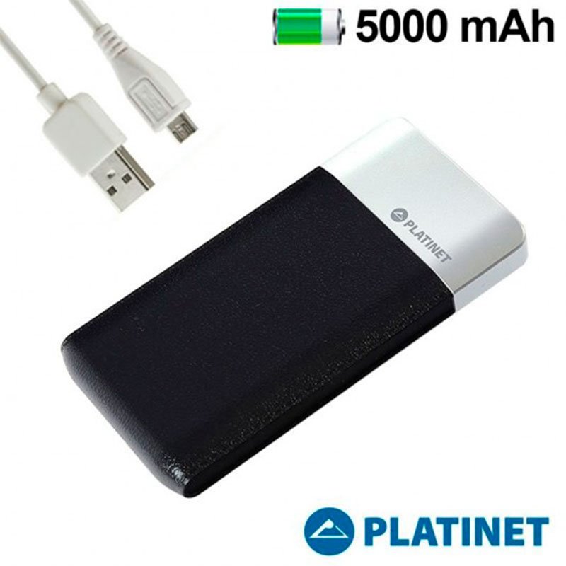 Bateria Externa Micro-usb Power Bank 5000 mAh Platinet Slim Negro (Polimero)