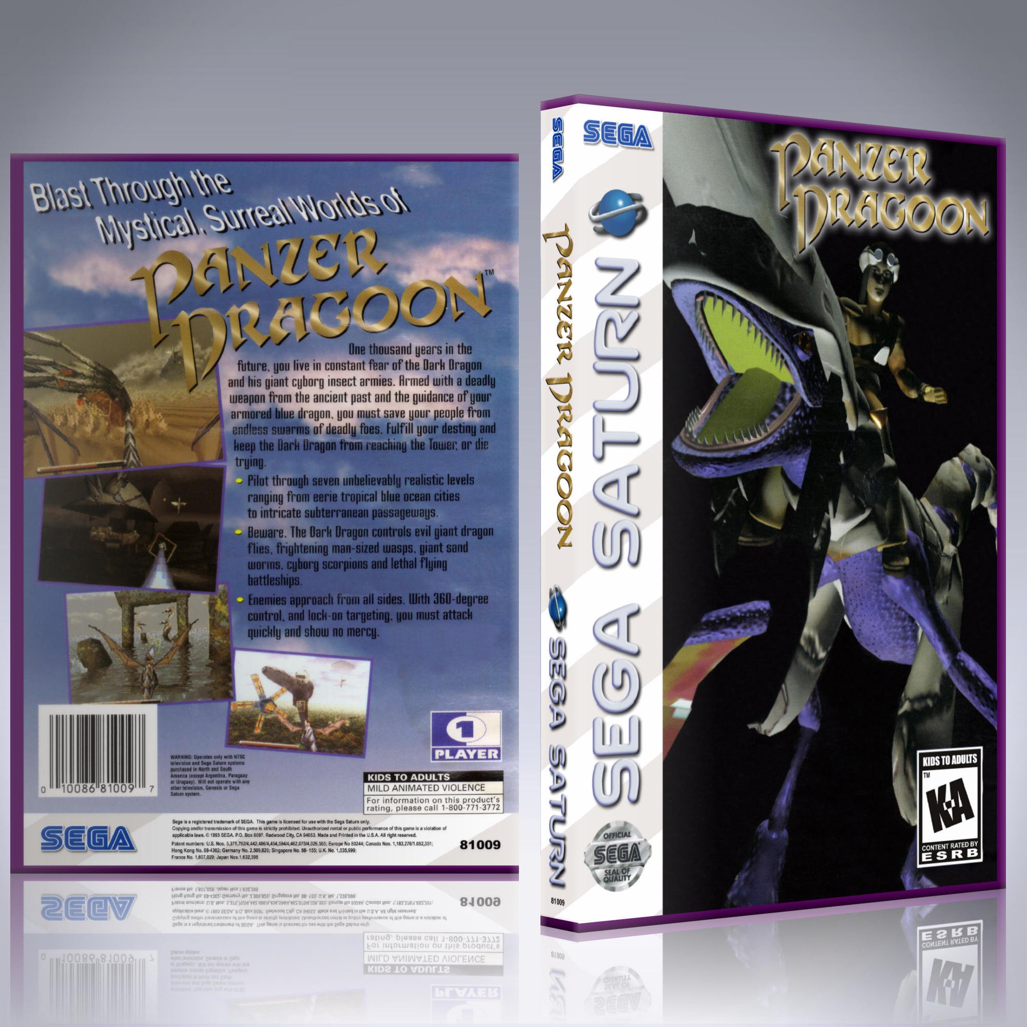 Sega Saturn Custom Case - NO GAME - Panzer Dragoon