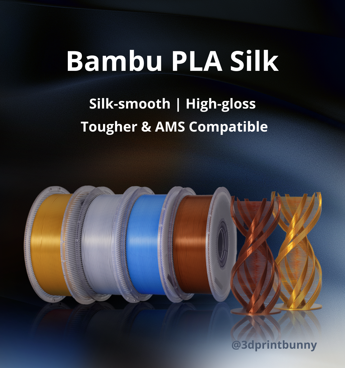 AMOLEN 3D Printer Filament Bundle, PLA Filament 1.75mm, Dual Color PLA  Filament, Silk Blue Yellow, Silk Blue Red, Black Gold, Black Silver, 3D