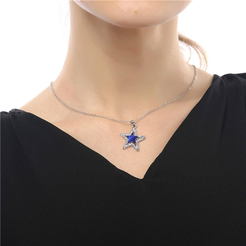 Fashion Jewelry Geometric Pentagram Crystal Jewelry Set for Women as Gift Costume Accessories