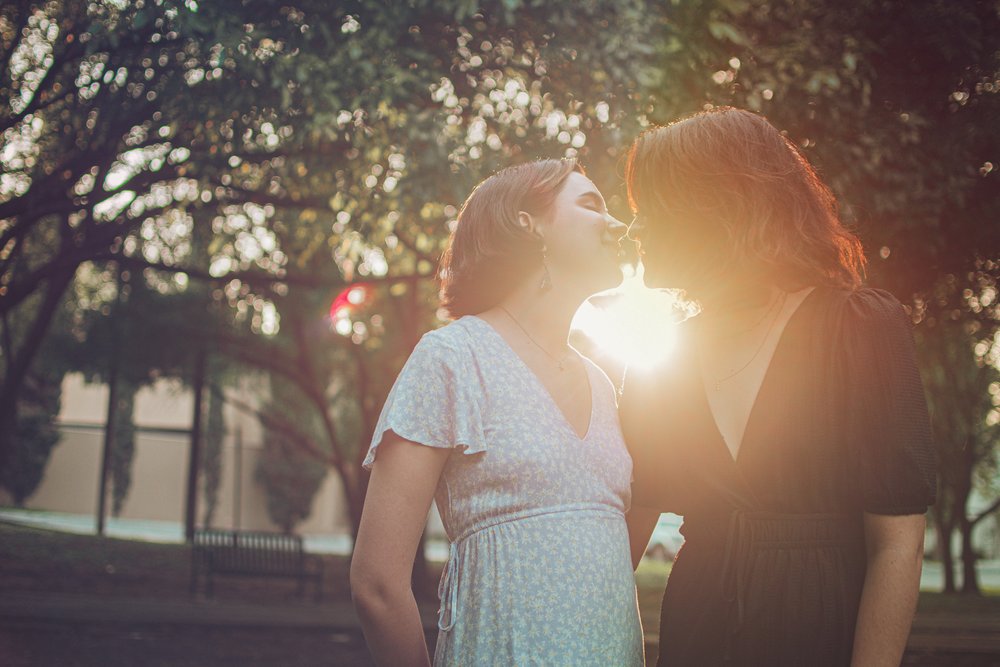 female couple kissing