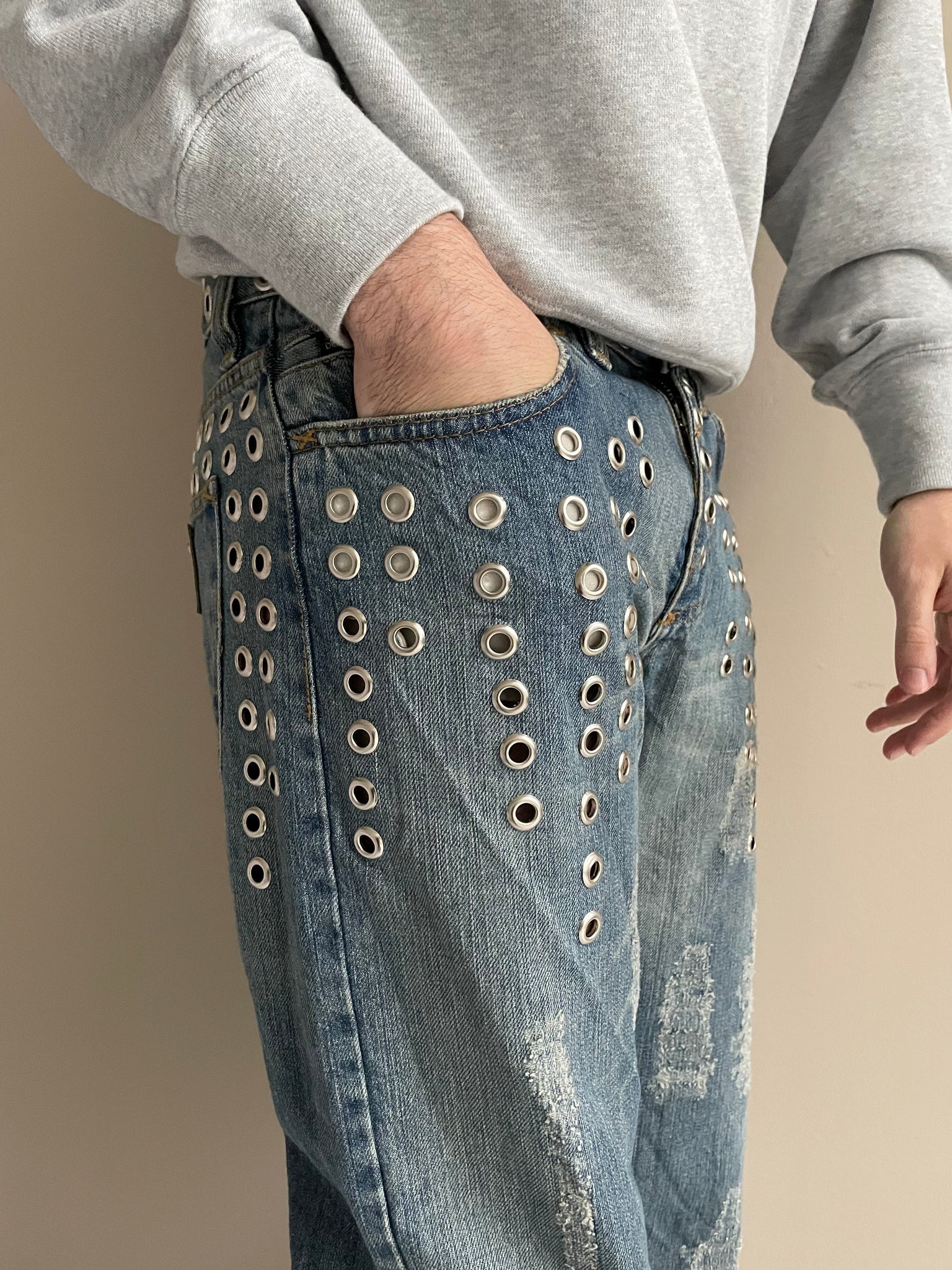 Dolce\u0026Gabbana studs スタッズ damage denim 44