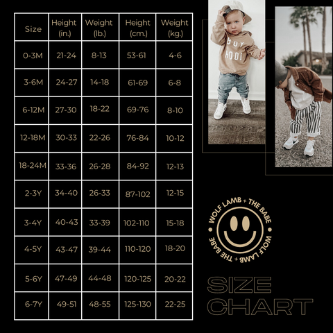 Wolf, Lamb, and the Babe Size Chart