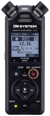 The Olympus or OM system LS-P5 recorder on a white background