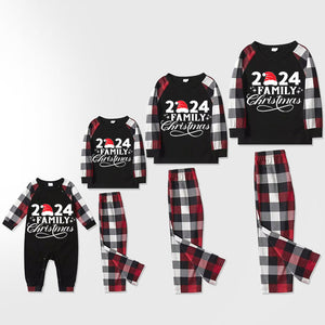 2024 Family Christmas Black Plaid Monogrammed Pajama Set - JOYINBOX