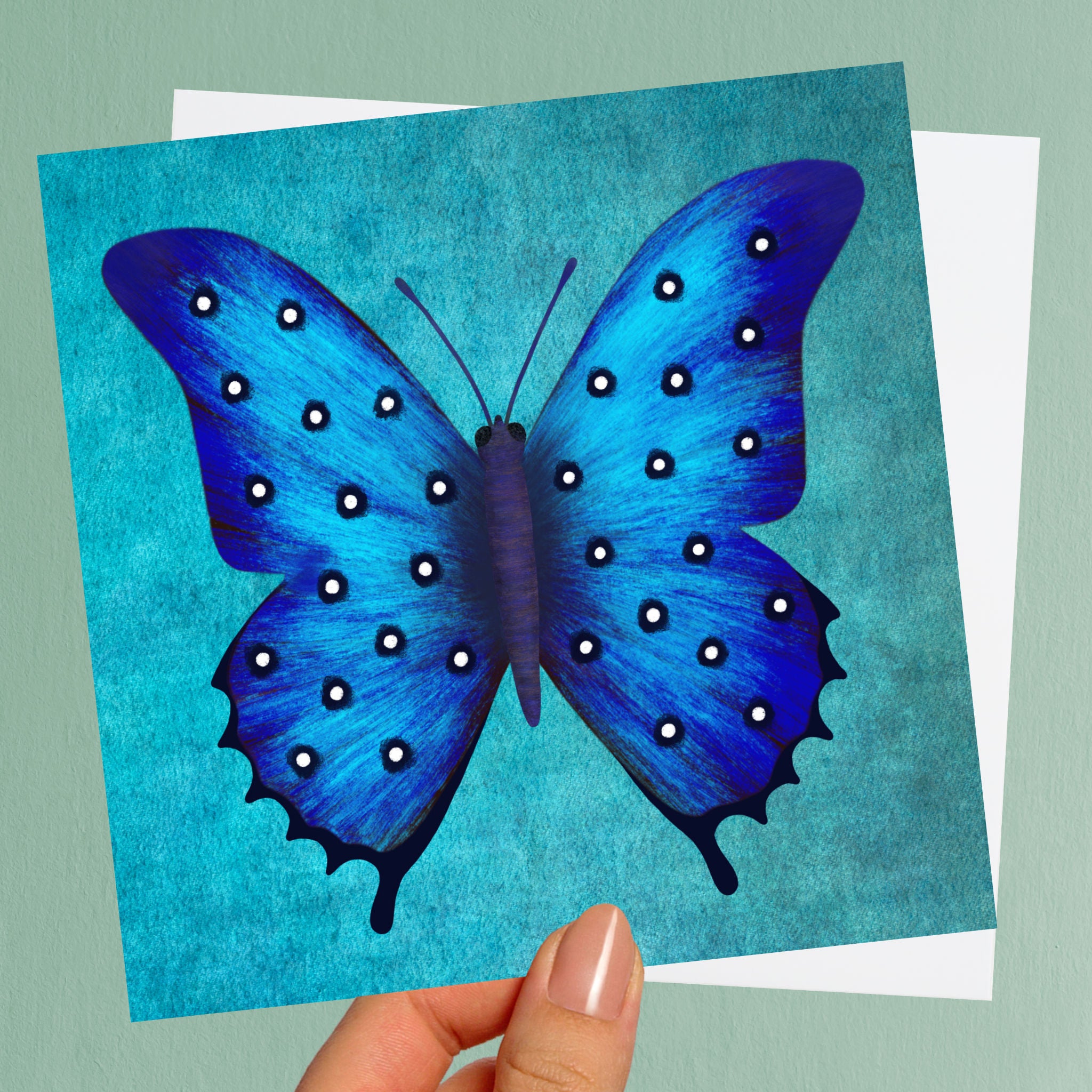 schoonmaken Effectiviteit medeleerling Dubbele kaart met vlinder blauw – Karina Möller Art & Illustration