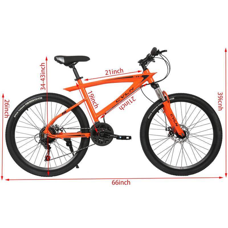 NEW Style 26-inch 21 Speed Aluminum Alloy Mountain Bike - Orange BK088