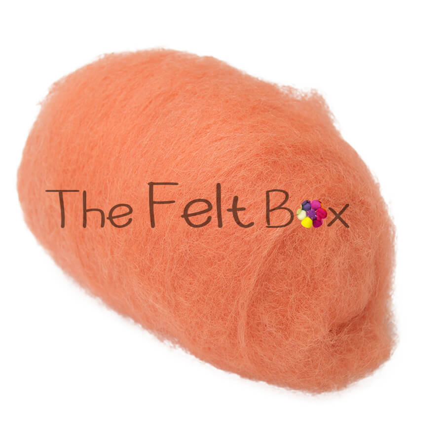 Carded Wool For Felting, Needle Felting Batting, Peach  ( 50 )