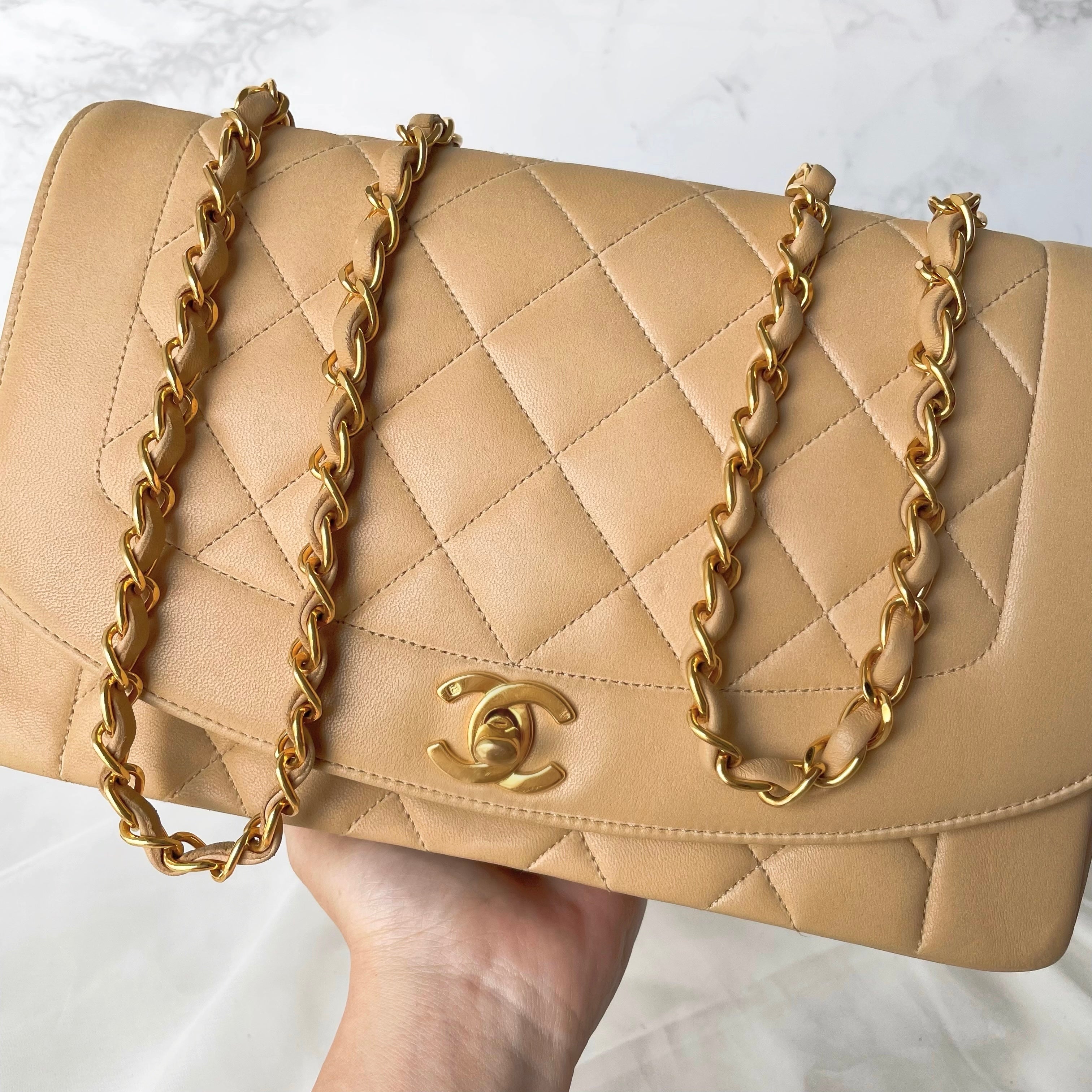Chanel Vintage Diana Medium in Beige 24k GHW – Splendour Lux