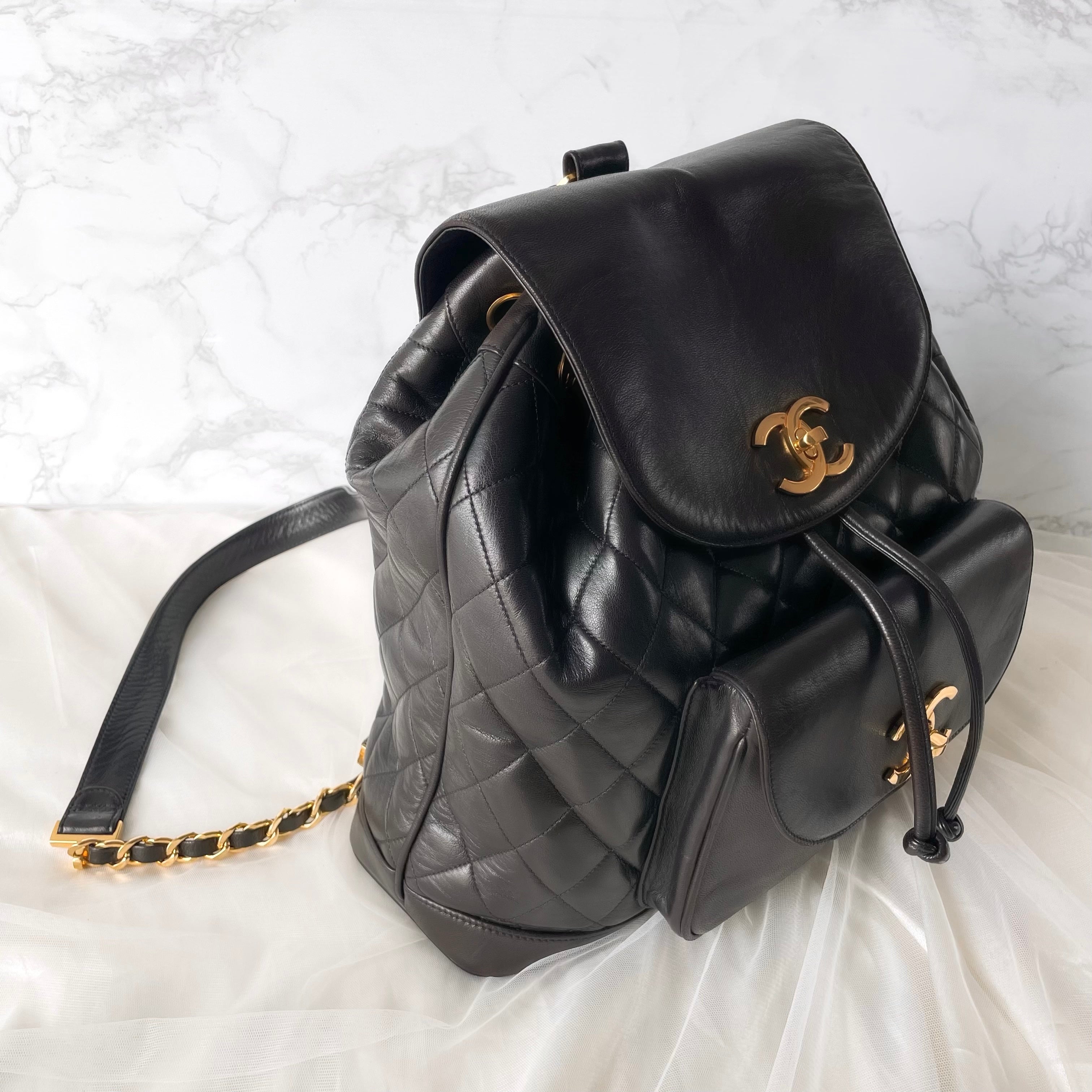 VINTAGE BLACK VELVET CHANEL BACKPACK — The Flat Westport